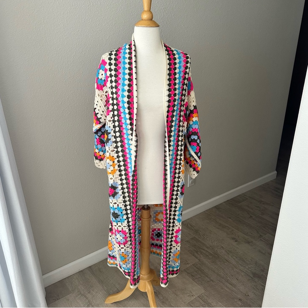 POL Patchwork Crochet Maxi Cardigan - image 2